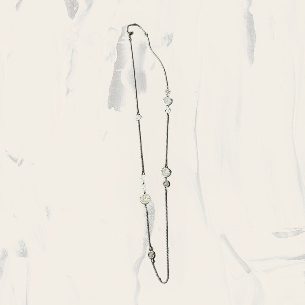 Silver Toned Chain & Disc 17" Long‎ Necklace Lobster Claw Clasp